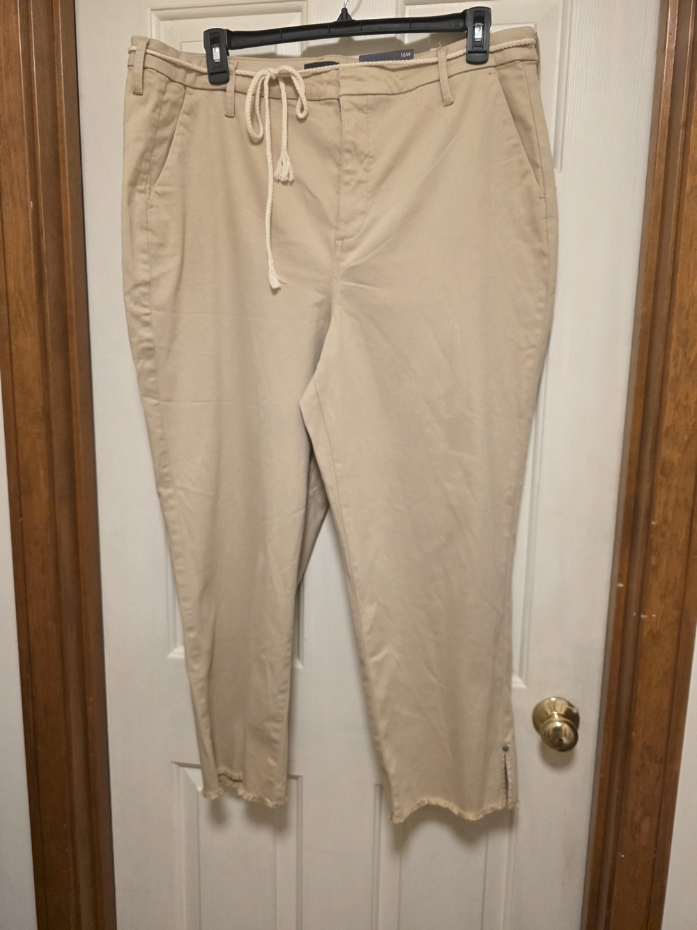 NYDJ Relaxed Ankle Trouser with Fray Hem & Belt Size 16W New